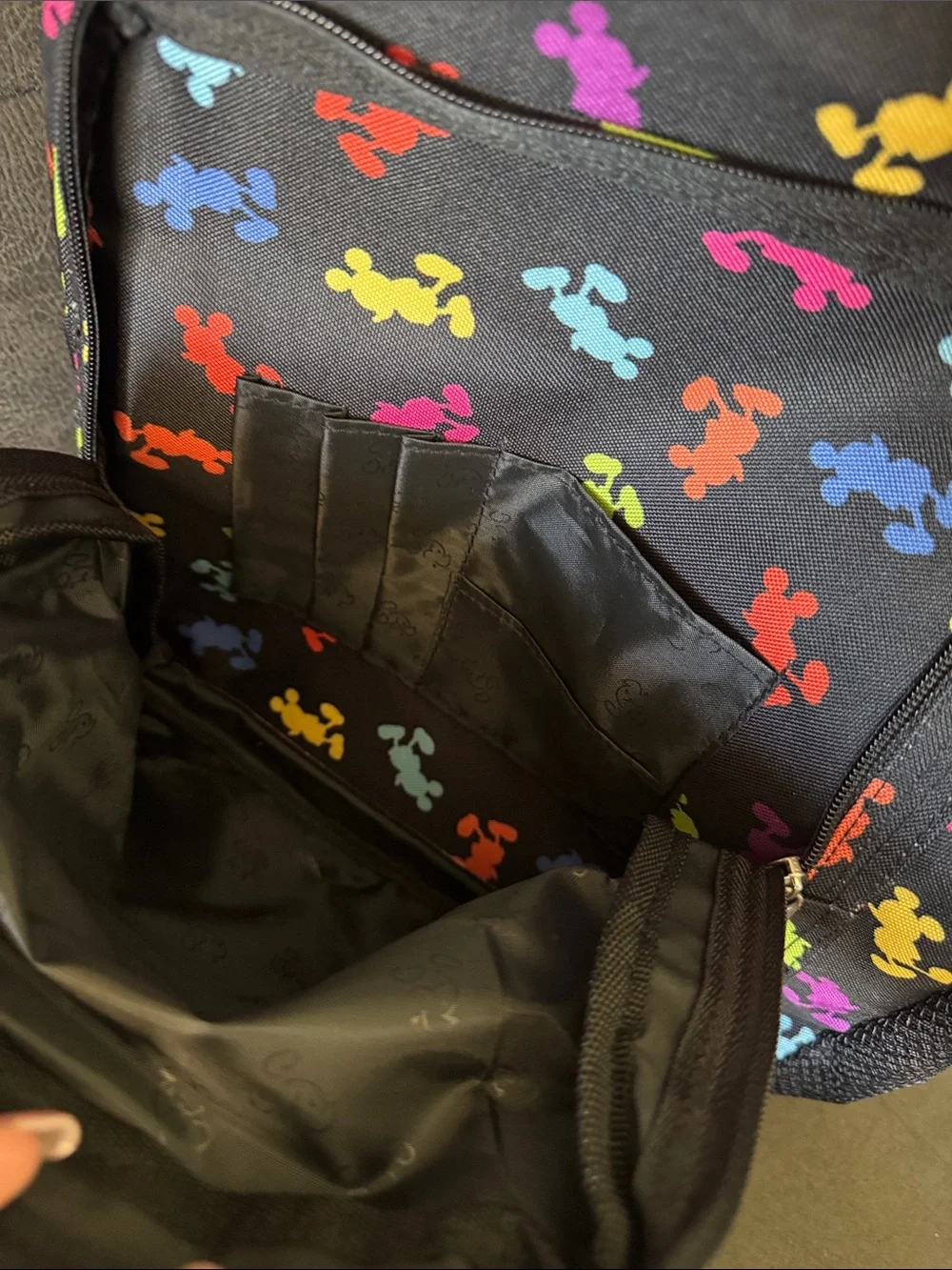 Disney Black Backpack with Multicolor Mickey Silhouettes
